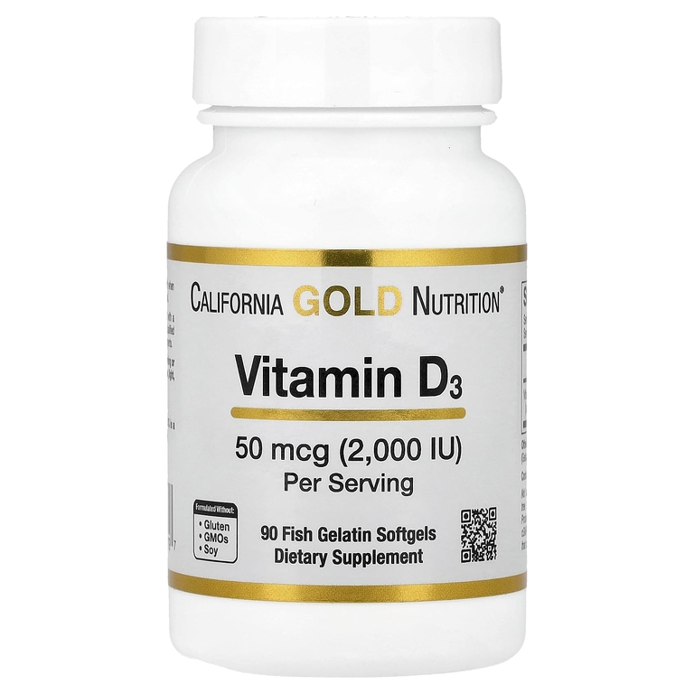 California Gold Nutrition Vitamin D3, 50 mcg (2,000 IU), 90 Fish Gelatin Softgels