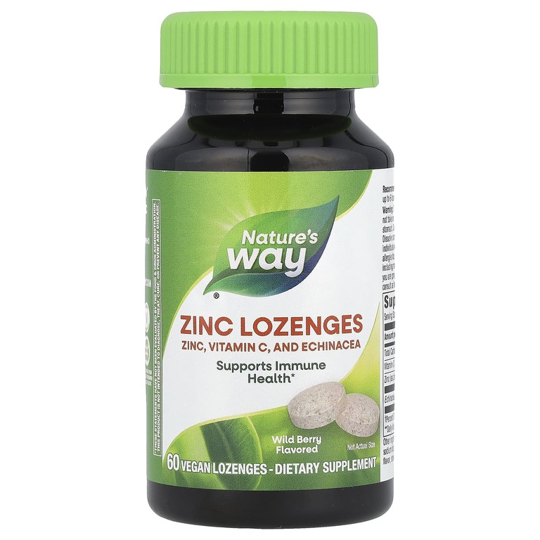 Nature's Way, Zinc Цинк пастилки, дикая ягода, 60 вегетерианских пастилок