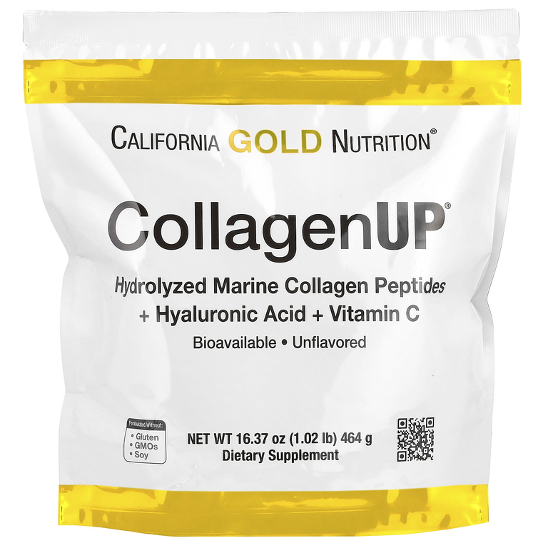 California Gold Nutrition CollagenUP®, Hydrolyzed Marine Collagen Peptides with Hyaluronic Acid and Vitamin C, Unflavored, 1.02 (464 g)