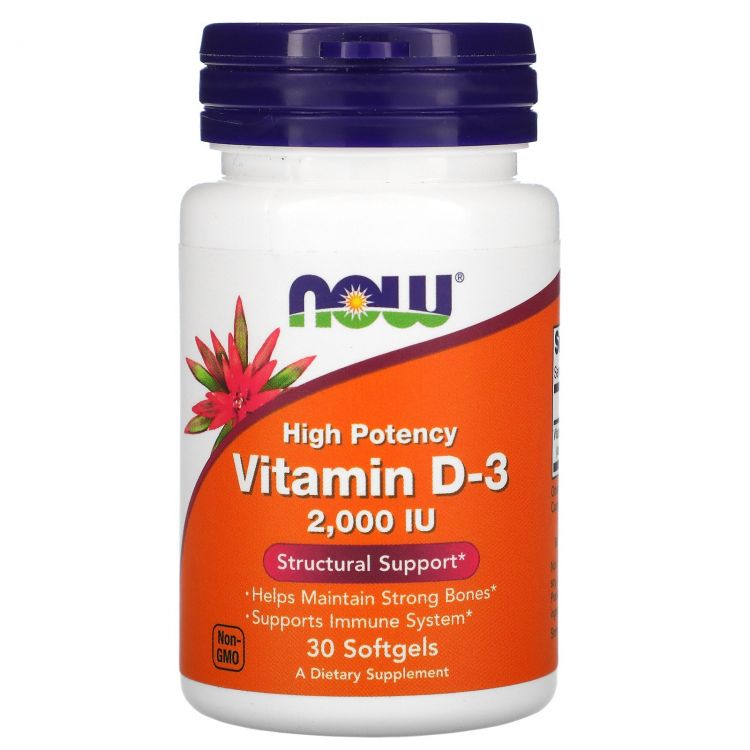 NOW Vitamin D-3 2000 IU 30 капсул