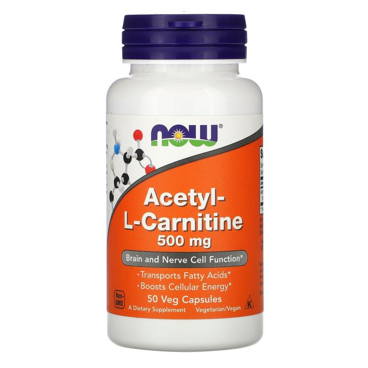NOW Acetyl L-Carnitine 500 мг 50 капсул