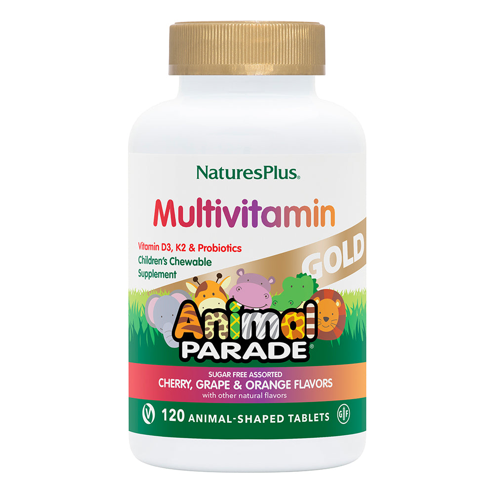 Nature's Plus, Animal Parade Gold Multivitamin, добавка для детей с мультивитаминами и минералами, 120 таблеток (ассорти)