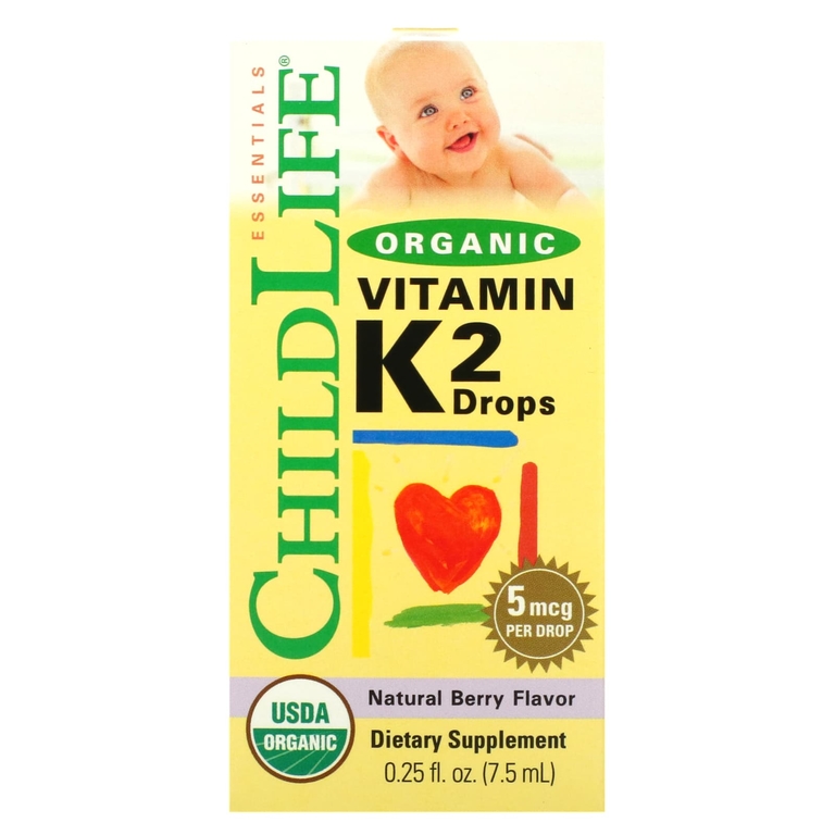 ChildLife, Organic Vitamin K2 Drops, Natural Berry, 5 mcg, 0.25 fl oz, 7.5 ml