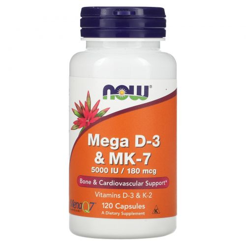 NOW Mega D3 & MK7 5000 IU / 180 MCG 120 КАПС