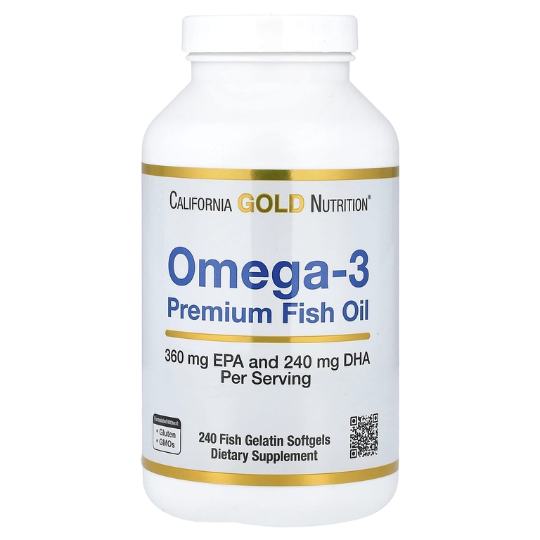 California Gold Nutrition Omega-3, Premium Fish Oil, 240 Fish Gelatin Softgels