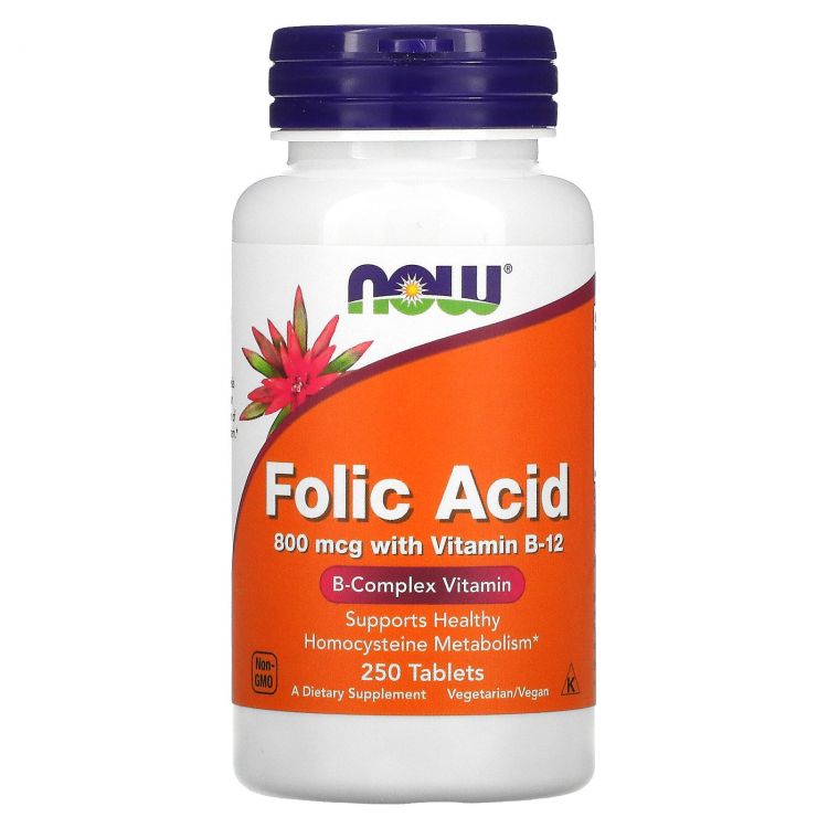 NOW Folic Acid 800 мкг 250 таблеток