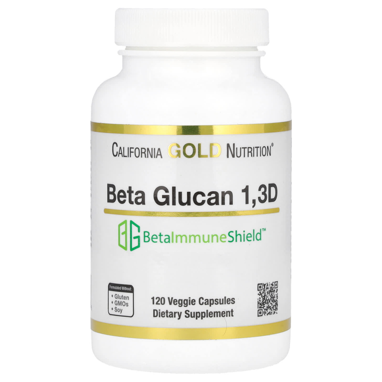 California Gold Nutrition, Beta Glucan 1,3D with BetaImmuneShield, 125 mg /120 V-капс/