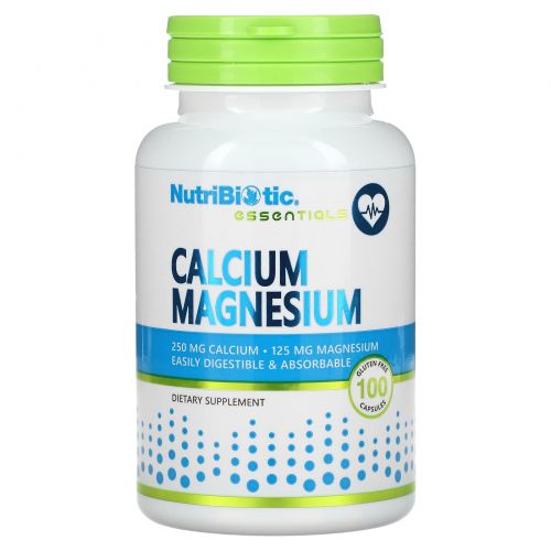 NutriBiotic, Essentials, Calcium Magnesium кальций и магний, 100 капсул