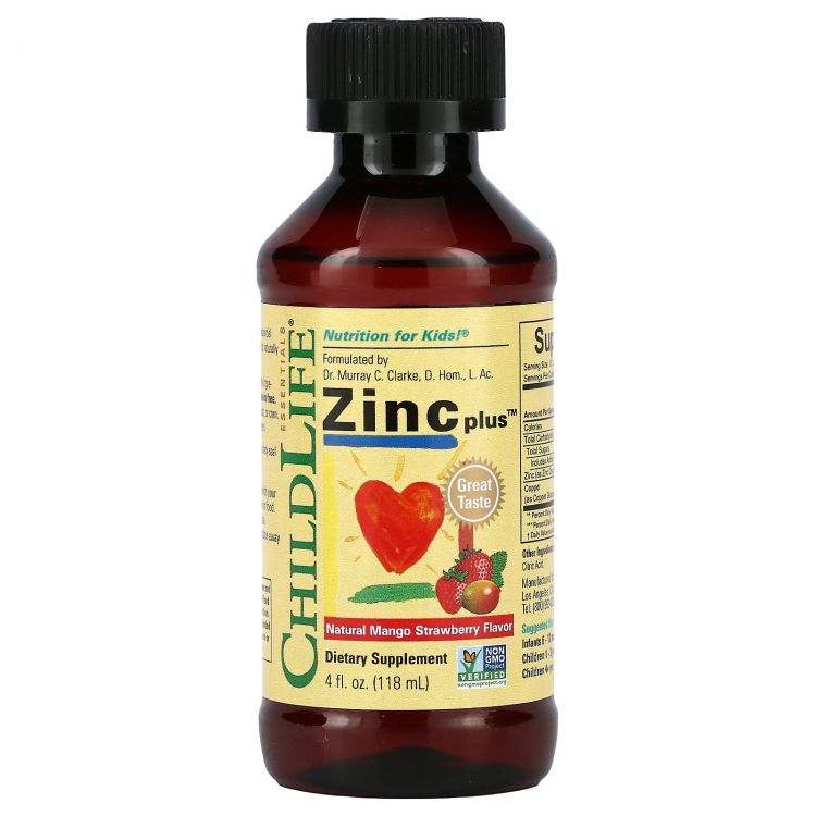ChildLife, Essentials, Zinc Plus, Natural Mango Strawberry Flavor  (118 ml)