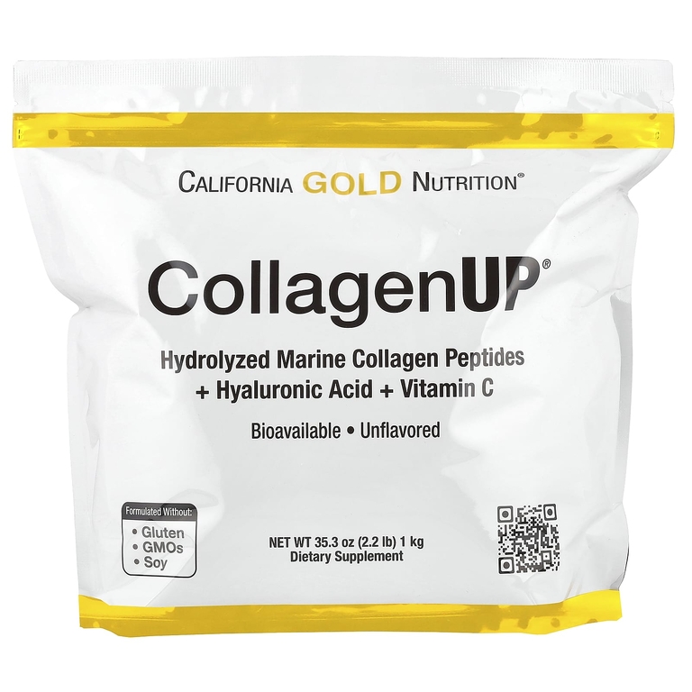 California Gold Nutrition CollagenUP®, Hydrolyzed Marine Collagen Peptides with Hyaluronic Acid and Vitamin C, Unflavored, (1000 g)