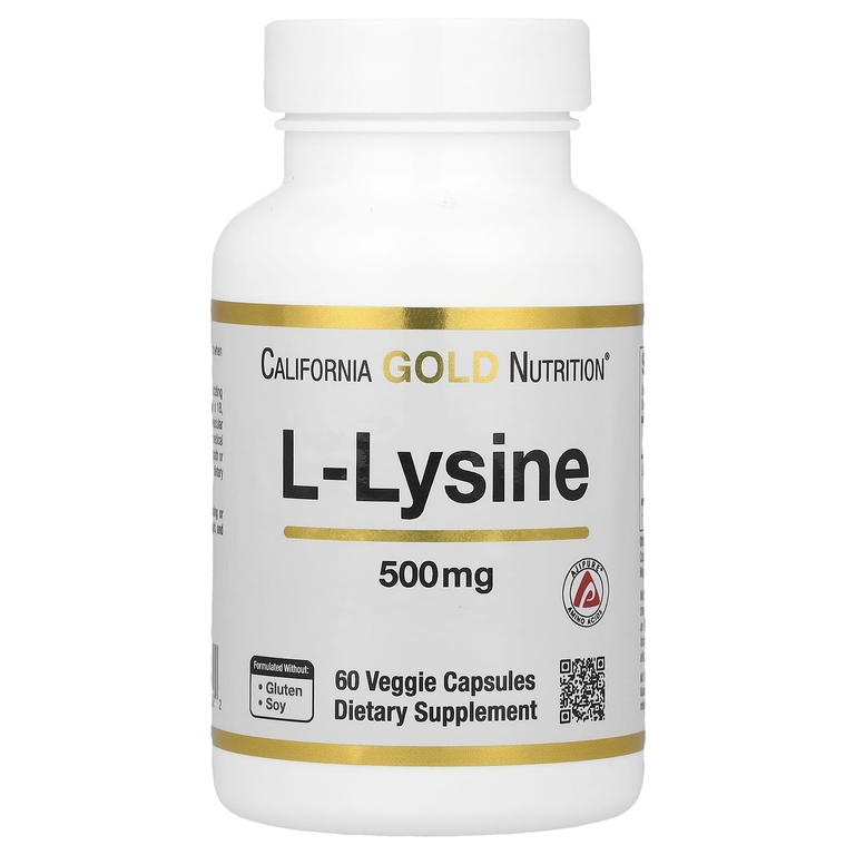California Gold Nutrition  L-Lysine, 500 mg, 60 Veggie Capsules