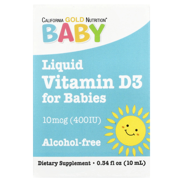 California Gold Nutrition Baby Vitamin D3 Drops, 10 mcg (400 IU), 0.34 fl oz (10 ml)
