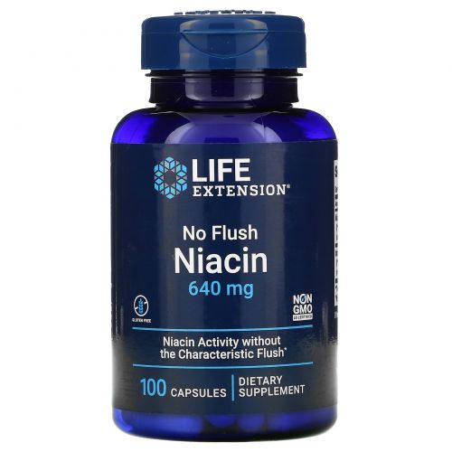 Life Extension No Flush Niacin 640 мг 100 капсул