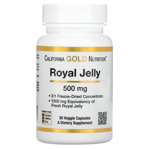 California Gold Nutrition Royal Jelly, 500 mg, 30 Veggie Caps