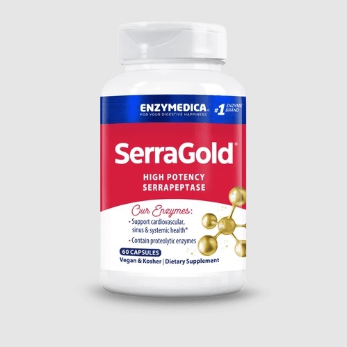 Enzymedica SerraGold, высокоэффективная серрапептаза, 60 капсул