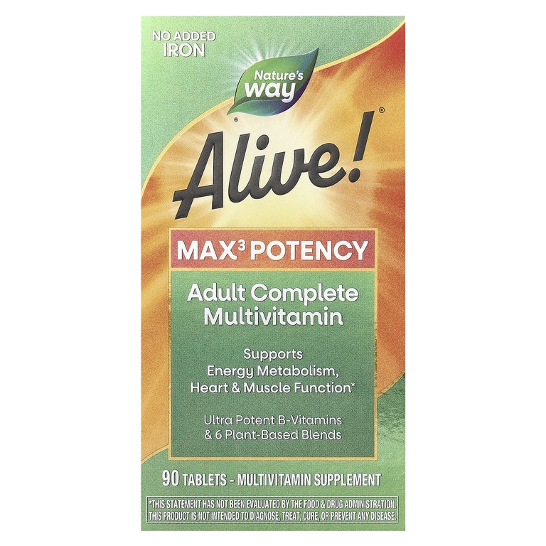 Nature's Way Alive! Max3 Daily MultiVitamin (no iron added) 90 Tb