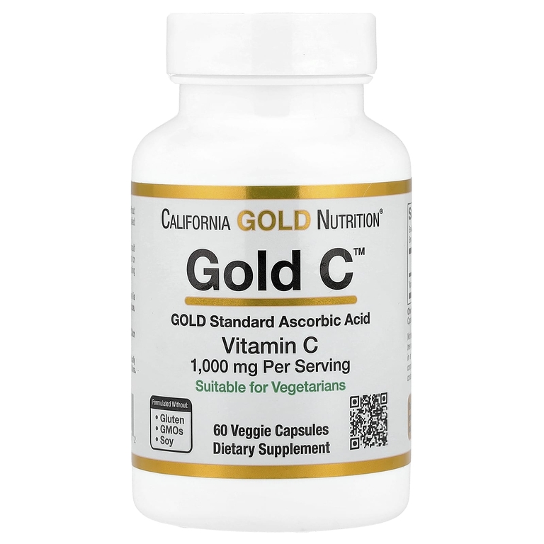 California Gold Nutrition Gold C, USP Grade Vitamin C, 1,000 mg, 60 Veggie Capsules