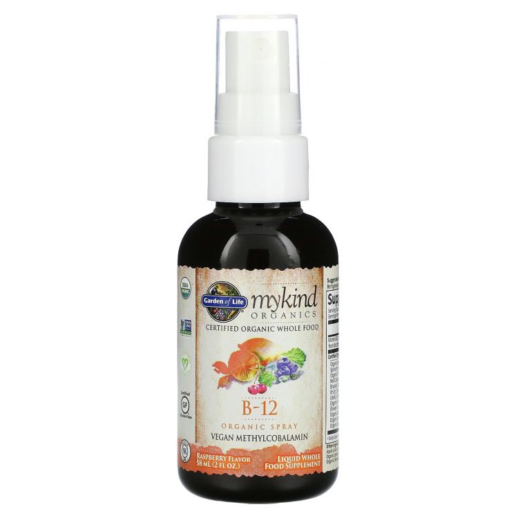 Garden of Life MyKind Organics Органический спрей с витамином B-12, со вкусом малины  (58 мл)