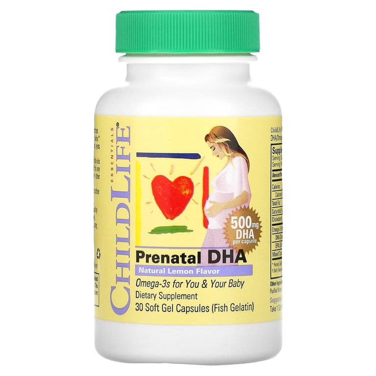 ChildLife, Essentials Prenatal DHA Natural Lemon Flavor 500 mg 30 капсул