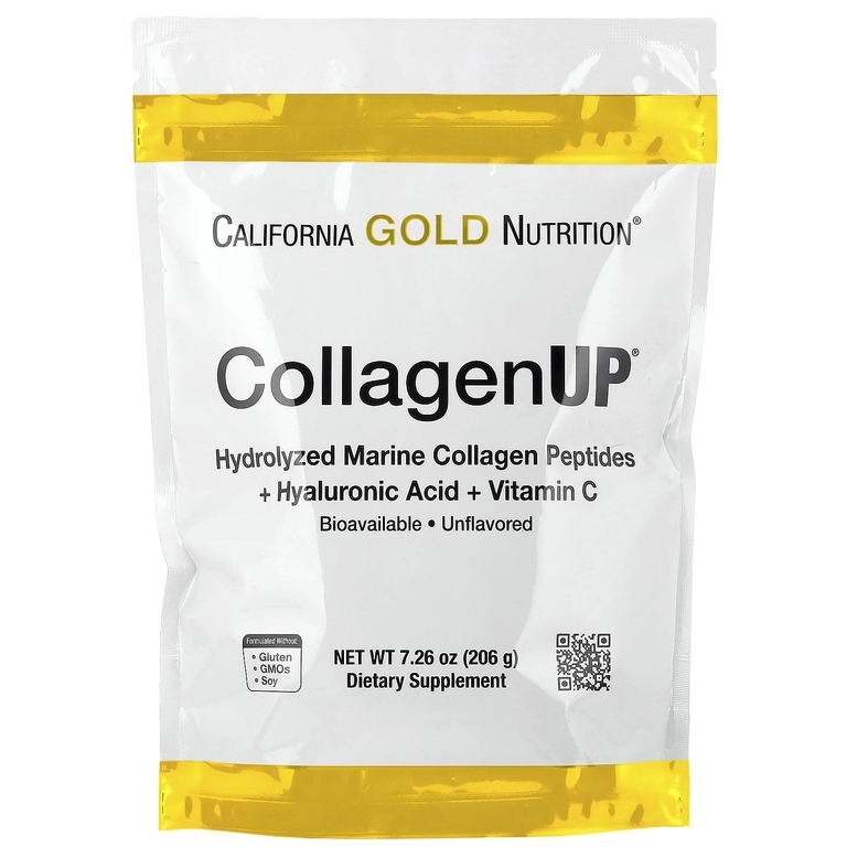 California Gold Nutrition CollagenUP, Hydrolyzed Marine Collagen Peptides with Hyaluronic Acid and Vitamin C, Unflavored, 7.26 oz (206 g)