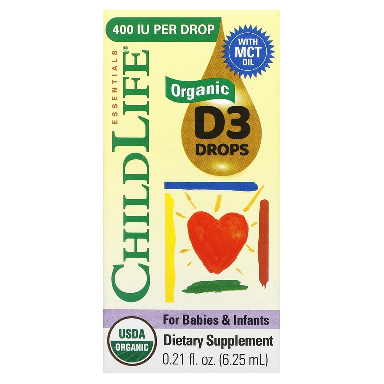 ChildLife Essentials, Vitamin D3 Organic, для детей и младенцев, в каплях, 6,25 мл