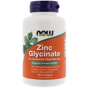 NOW: Zinc Glycinate 30 mg /120 Softgels/