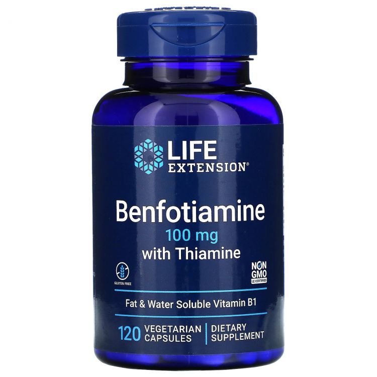 Life Extension Benfotiamine with Thiamine 100 мг, 120 растительных капсул