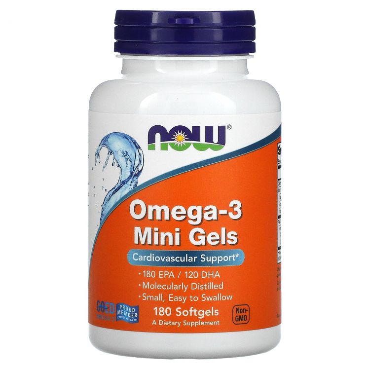 NOW Omega-3 Mini Gels 500 mg 180 капсул