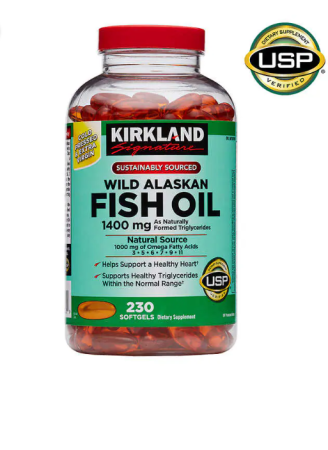 Kirkland Signature Wild Alaskan Fish Oil триглицериды астаксантин 1400 mg., 230 Softgels
