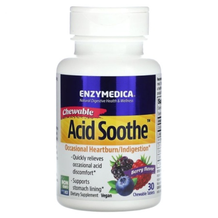 Enzymedica Acid Soothe для Снижения Кислотности  Ягодный Вкус  30 Таблеток