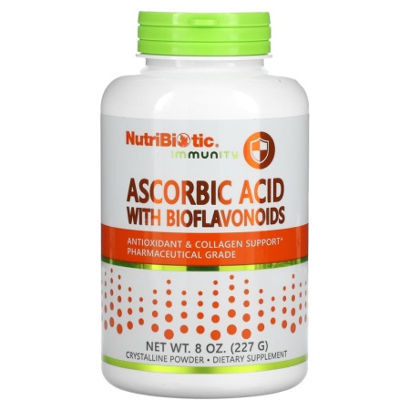 NutriBiotic Immunity Ascorbic acid with bioflavonoids кристаллический порошок, 227 г