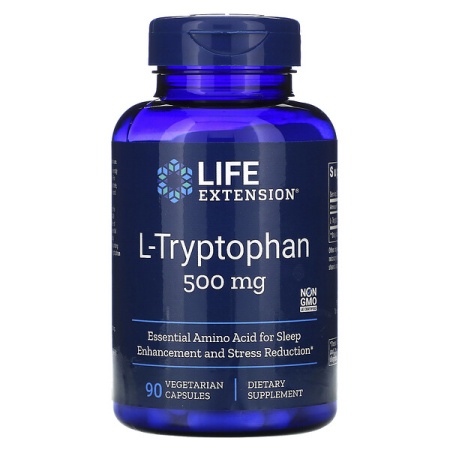 Life Extension, L-триптофан, 500 мг, 90 вегетарианских капсул