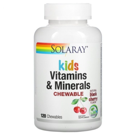 Solaray Children's Multi-Vitamin Детские витамины и минералы вкус черной вишни, 120 жевательных резинок