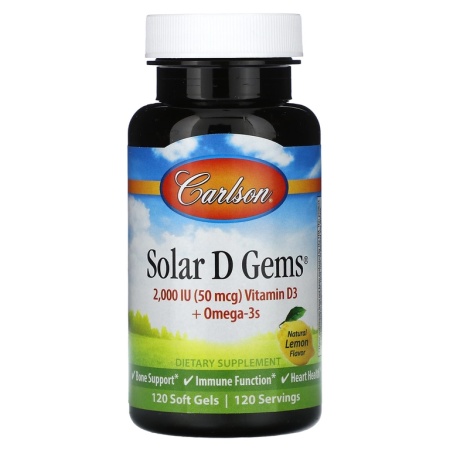Carlson Labs Solar D Gems 2000 IU (50 мкг) Vitamin D3 + Omega-3s 120 капсул