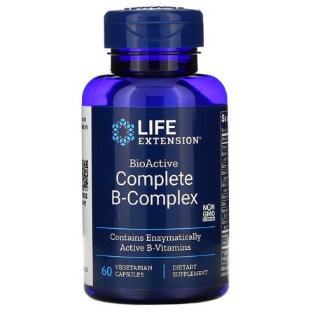 Life Extension, полный биоактивный комплекс витаминов группы B, 60  капсул