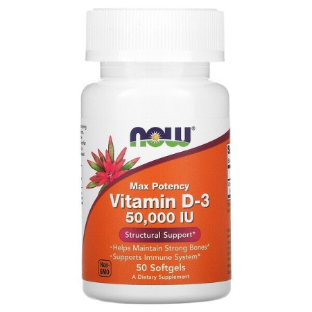 NOW Vitamin D-3 50000 IU 50капсул.