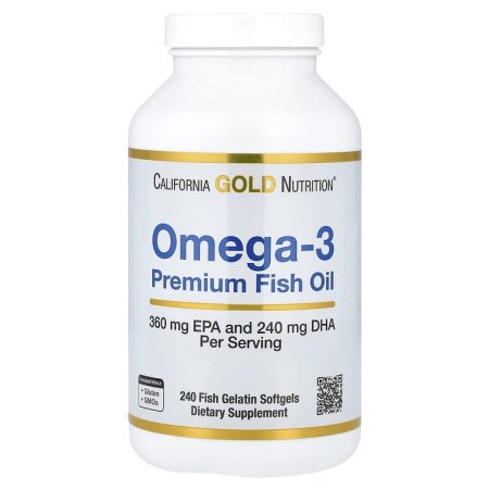 California Gold Nutrition Omega-3, Premium Fish Oil, 240 Fish Gelatin Softgels