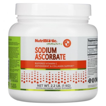 NutriBiotic, Immunity Sodium Ascorbate аскорбинат натрия, кристаллический порошок, 1 кг