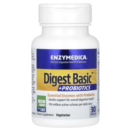 Enzymedica Digest Basic, добавка с пробиотиками, 30 капсул