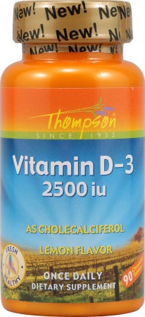 Thompson Vitamin D-3 2500 iu Cholecalciferol  IU 90 Tablet вкус лимон