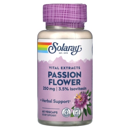 Solaray Vital Extracts, Passion FLower, 250 мг, 60 растительных капсул