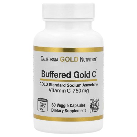 California Gold Nutrition Buffered Gold C, GOLD Standard Sodium Ascorbate (Vitamin C), 750 mg, 60 Veggie Capsules