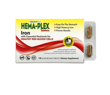 Natures Plus: Hema-Plex Tablets Iron with Essential Nutrients /10 табл./