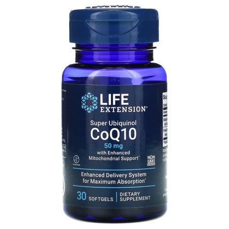 Life Extension, суперубихинол коэнзим Q10 с улучшенной поддержкой митохондрий, 50 мг, 30 капсул