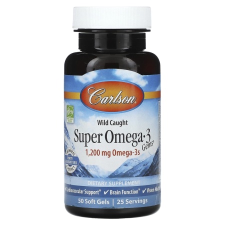 Carlson Labs Super Omega 3 1200 мг Omega-3s 50 капсул