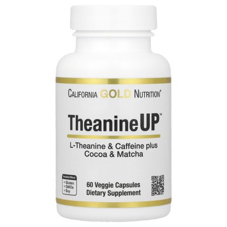 California Gold Nutrition TheanineUP™, L-Theanine & Caffeine plus Cocoa & Matcha , 60 Veggie Capsules