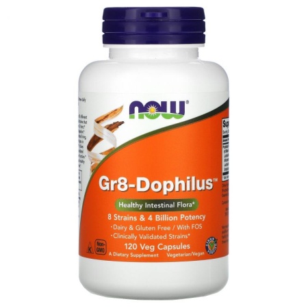 Now Foods, Gr8-дофилус, 120 капсул на растительной основе