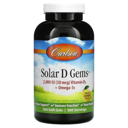 Carlson Labs Solar D Gems 2000 IU (50 мкг) Vitamin D3 + Omega-3s 360 капсул