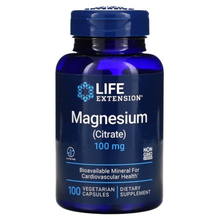 Life Extension, магний (цитрат), 100 мг, 100 вегетарианских капсул