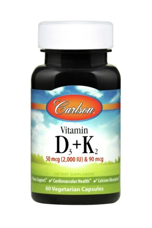 Carlson Labs Vitamin D3+K2 50 мкг (2000 IU) & 90 мкг 60 капсул